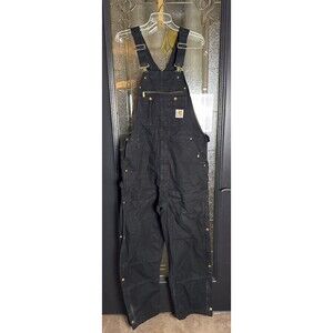 Carhartt R41 Duck Zip-to-Thigh Bib Men's Overall Quilt, 40 x 32 inch Black 0619